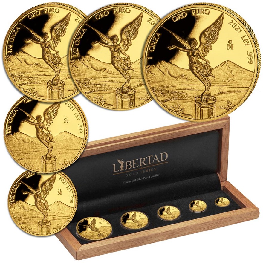 Numismatik 2021 Gold Libertad 5 Werte Set PP EtuiundMuenzen Numismatik 2021 Gold Libertad 5 Werte Set PP EtuiundMuenzen