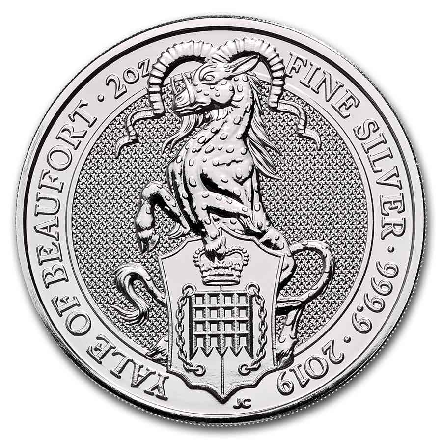 Queens Beast Yale 2 troy ounce zilveren munt 2019